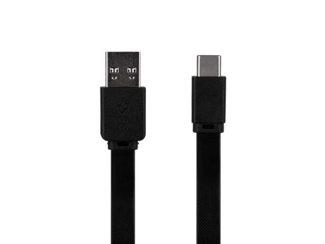 Monoprice Flat USB Type-C to Type-A 3.2 Gen1 Charge and Sync Cable - 6 Feet - Black 5Gbps, 3A, Reversible Connector, Compatible with Galaxy S10...