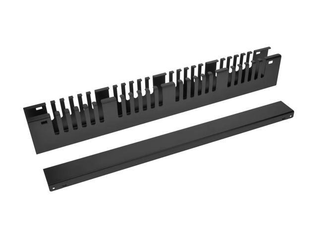 Monoprice 1U 19in Metal Rackmount Cable Management Panel, Protects Cables, Promotes Good Airflow, Easy Grouping of Cables, Cable Organization