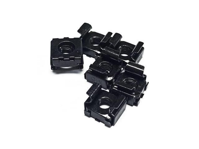 Monoprice M6 x 16mm Server Rack Mount Cage Nuts, Screws and Washers (50 sets) Zinc Plated, Black, For Cabinet or Server Racks Tapped with 12/24...