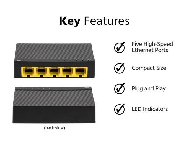 Monoprice 5-Port 10/100/1000Mbps Gigabit Ethernet Unmanaged Switch