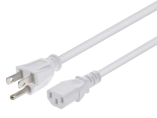Monoprice Power Cord - 6 Feet - White NEMA 5-15P to IEC 60320 C13, 18AWG, 10A, 125V, 3-Prong, for PC, AC Adapter, Laptop, Monitor, Projector