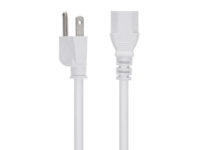 Monoprice Power Cord - 6 Feet - White NEMA 5-15P to IEC 60320 C13, 18AWG, 10A, 125V, 3-Prong, for PC, AC Adapter, Laptop, Monitor, Projector