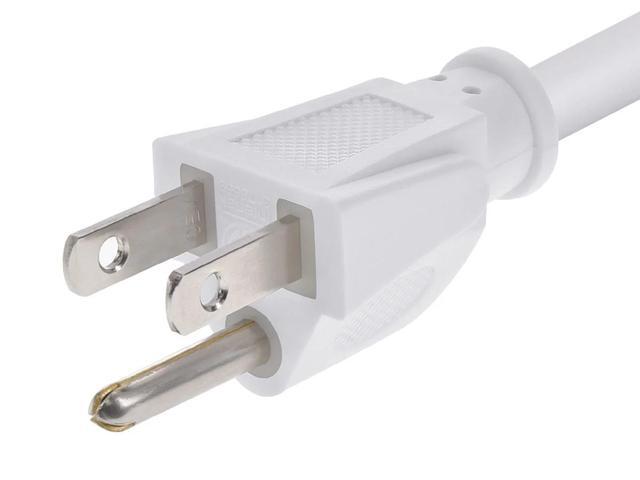 Monoprice Power Cord - 6 Feet - White NEMA 5-15P to IEC 60320 C13, 18AWG, 10A, 125V, 3-Prong, for PC, AC Adapter, Laptop, Monitor, Projector