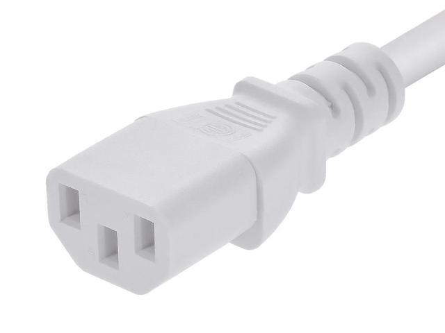 Monoprice Power Cord - 6 Feet - White NEMA 5-15P to IEC 60320 C13, 18AWG, 10A, 125V, 3-Prong, for PC, AC Adapter, Laptop, Monitor, Projector