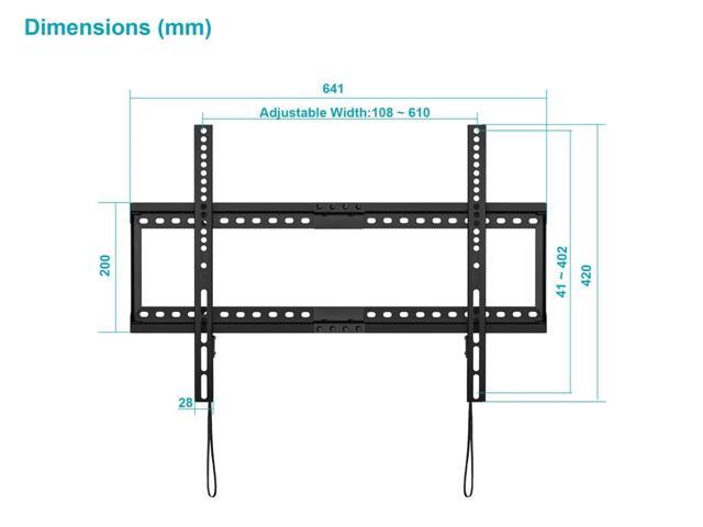 Monoprice Wide Screen Low Profile Fixed TV Wall Mount Bracket - LED TVs 37in to 80in, Max Weight 154 lbs., VESA Patterns Up to 600x400, Fits Curved...