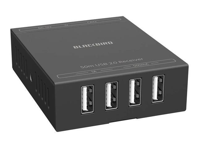 Monoprice Blackbird 4-Port USB 2.0 Extender Over Cat5e/6 - 50 Meters (164 Feet) Plug and Play, No Driver, For Windows, MacOS, Android, Linux