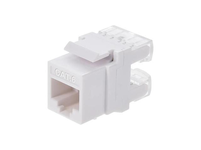 Monoprice Cat6 Punch Down Short Body 180-Degree Keystone Jack for 22-24AWG Solid Wire, White