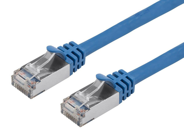 Monoprice Cat7 Ethernet Patch Cable - 3 Feet - Blue Network Internet Cord - Flexboot RJ45 Stranded 600Mhz S/FTP CMX Pure Bare Copper Wire 26AWG -...