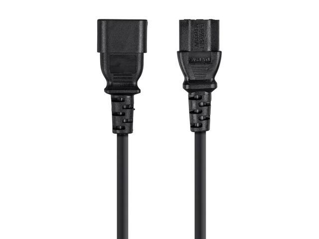 Monoprice Extension Cord - 1 Meter - Black IEC 60320 C14 to IEC 60320 C13, H05VV-F 3G 0.75 mm2, 10A/2500W, 250V, For Computers, Servers, Monitors