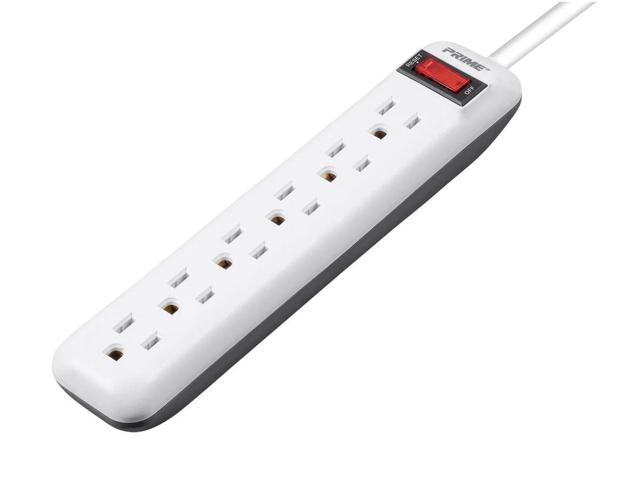 Monoprice 6 Outlet Power Strip with 3ft Cord, White