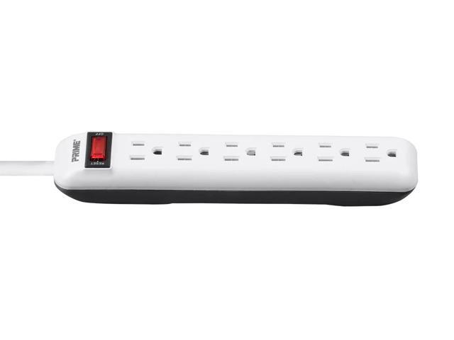 Monoprice 6 Outlet Power Strip with 3ft Cord, White