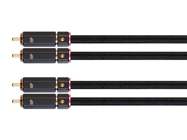Monoprice Male RCA Two Channel Stereo Audio Cable - 6 Feet - Black, Gold Plated Connectors, Double Shielded With Copper Braiding - Onix Series