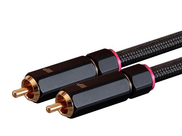Monoprice Male RCA Two Channel Stereo Audio Cable - 6 Feet - Black, Gold Plated Connectors, Double Shielded With Copper Braiding - Onix Series