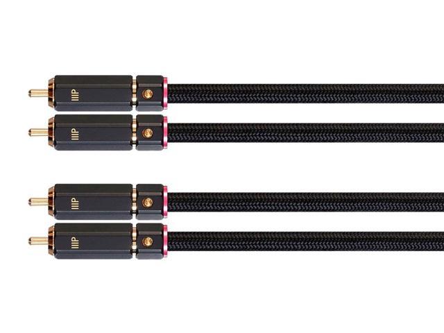 Monoprice Male RCA Two Channel Stereo Audio Cable - 25 Feet - Black, Gold Plated Connectors, Double Shielded With Copper Braiding - Onix Series