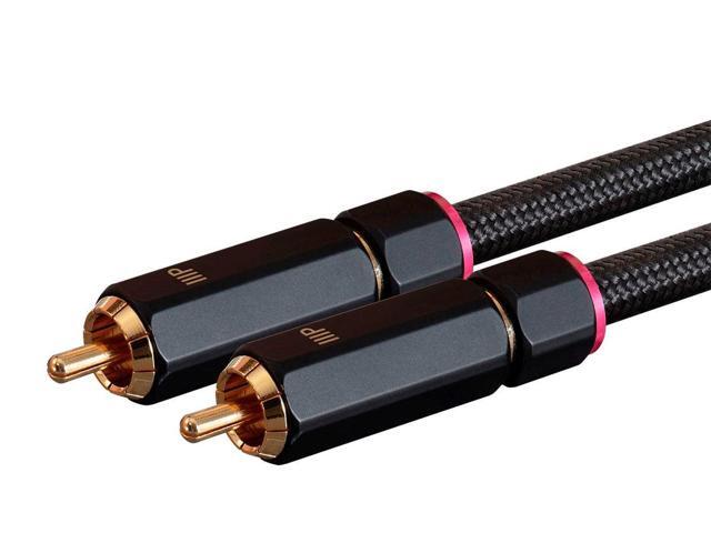 Monoprice Male RCA Two Channel Stereo Audio Cable - 25 Feet - Black, Gold Plated Connectors, Double Shielded With Copper Braiding - Onix Series