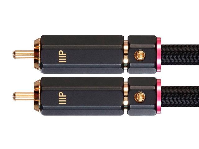 Monoprice Male RCA Two Channel Stereo Audio Cable - 25 Feet - Black, Gold Plated Connectors, Double Shielded With Copper Braiding - Onix Series