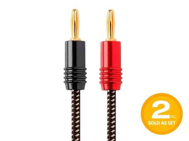 Monoprice Speaker Wire, Braided with Banana Plugs, 2-Conductor, 14AWG, 10ft, 1 Pack-Pack