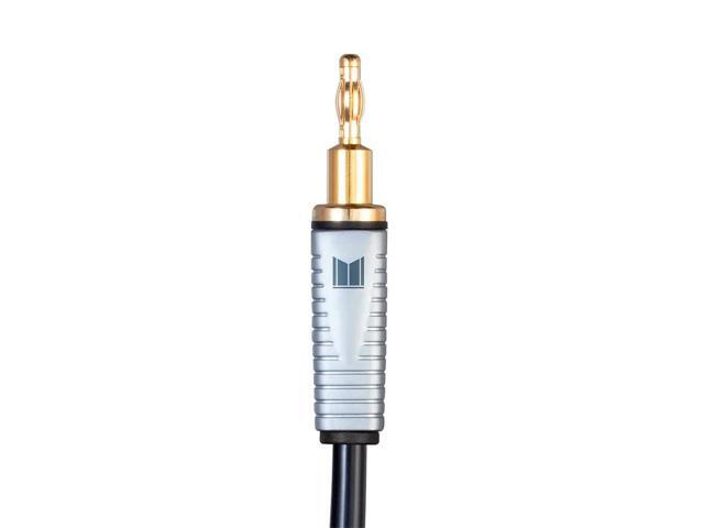 Monolith Speaker Wire With Gold Plated Banana Plug Connectors - 6 Feet - Pair 14AWG, Oxygen Free Copper (OFC), Multi-Strand Conductors, PE Insulated