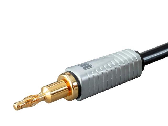 Monolith Speaker Wire With Gold Plated Banana Plug Connectors - 6 Feet - Pair 14AWG, Oxygen Free Copper (OFC), Multi-Strand Conductors, PE Insulated