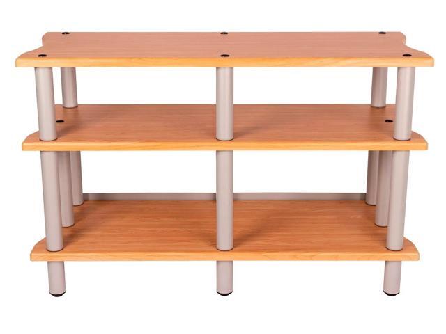 Monolith Double-Wide 3-Tier AV Stand - Maple 300 lbs Weight Capacity Per Shelf, Organize and Display Your AV Components, Home Theater or...