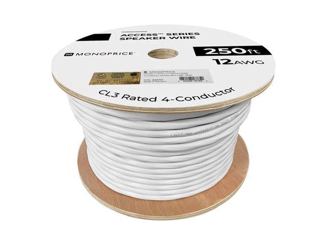 Monoprice Speaker Wire, CL3 Rated, 4-Conductor, 12AWG, 250ft, White