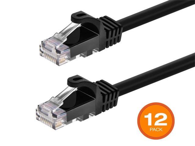 Monoprice Cat6 Ethernet Patch Cable - 10 Feet - Black (12 Pack) Snagless RJ45, Stranded, 550MHz, UTP, Pure Bare Copper Wire, 24AWG - Flexboot Series