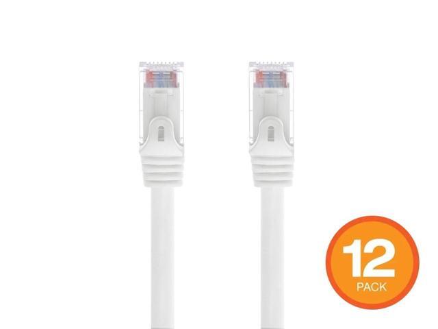Monoprice 6in Cat6 UTP Snagless Ethernet Patch Cable White 12Ct 43339