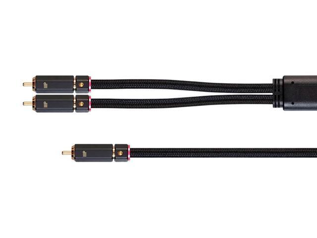 Monoprice RCA to 2 RCA Pigtail Cable - 3 Feet - Black, M/M, Gold Plated, Double Shielded With Copper Braiding - Onix Series