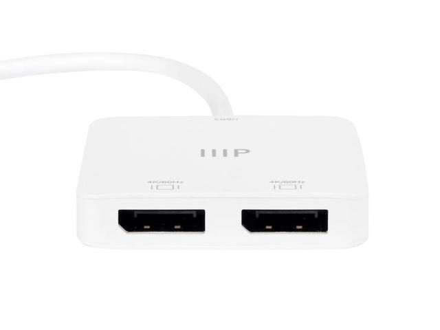Monoprice USB-C to Dual 4K DisplayPort Adapter (Dual 4K@60Hz) Compatible with Thunderbolt 3 Devices with Windows and MacOS