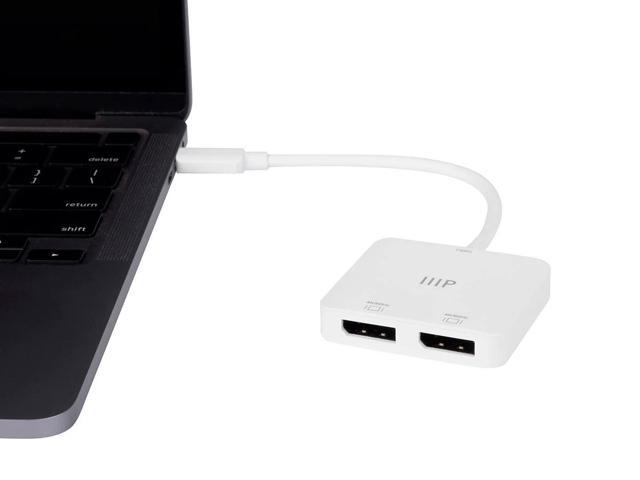 Monoprice USB-C to Dual 4K DisplayPort Adapter (Dual 4K@60Hz) Compatible with Thunderbolt 3 Devices with Windows and MacOS