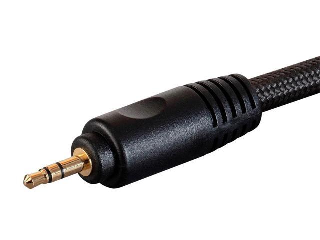Monoprice 3.5mm to 2-Male RCA Adapter Cable - 3 Feet - Black Gold Plated Connectors, Double Shielded With Copper Braiding - Onix Series