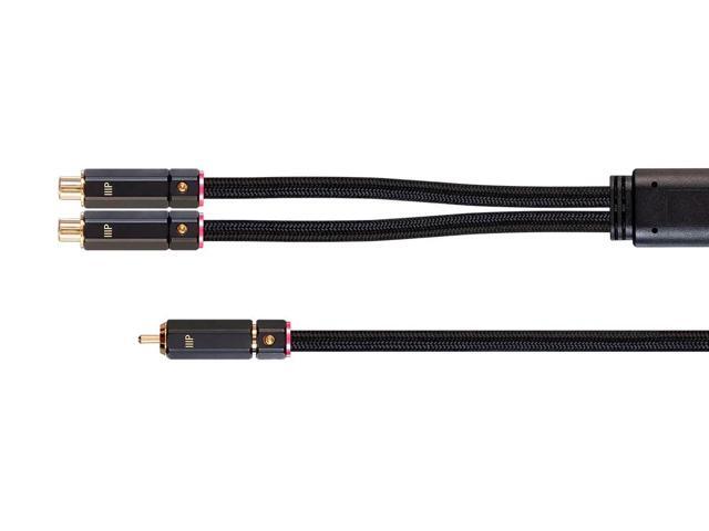 Monoprice 1-Male to 2-Female RCA Y-Adapter - 1 Feet - Black Gold Plated Connectors, Double Shielded With Copper Braiding - Onix Series