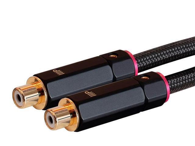 Monoprice 1-Male to 2-Female RCA Y-Adapter - 1 Feet - Black Gold Plated Connectors, Double Shielded With Copper Braiding - Onix Series