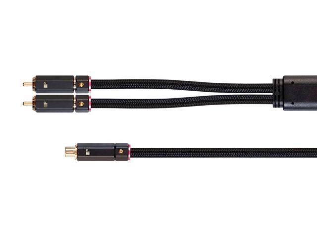 Monoprice 2-Male to 1-Female RCA Y-Adapter - 1 Feet - Black Gold Plated Connectors, Double Shielded With Copper Braiding - Onix Series