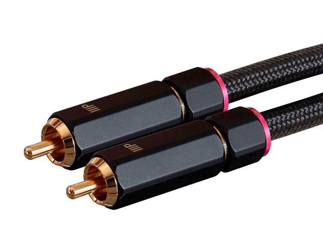 Monoprice 2-Male to 1-Female RCA Y-Adapter - 1 Feet - Black Gold Plated Connectors, Double Shielded With Copper Braiding - Onix Series