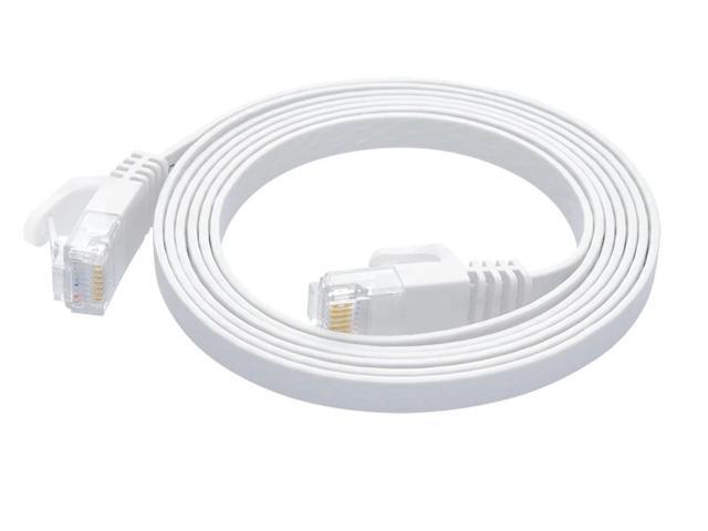 Monoprice Cat6 Ethernet Patch Cable - 5 Feet - White Snagless RJ45, Flat, 550MHz, UTP, Pure Bare Copper Wire, 30AWG, For Network Internet Modem...