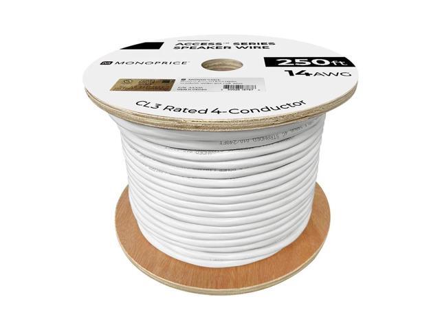 Monoprice Speaker Wire, CL3 Rated, 4-Conductor, 14AWG, 250ft, White