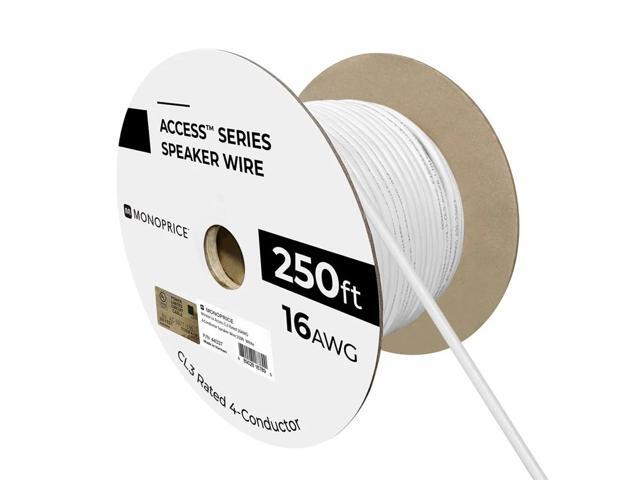 Monoprice Speaker Wire, CL3 Rated, 4-Conductor, 16AWG, 250ft, White