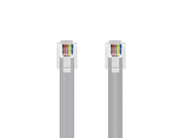 Monoprice Phone cable - 25 Feet - Silver Satin Color, RJ12 Connectors (6P6C), Straight, Flat Cable Body For Data