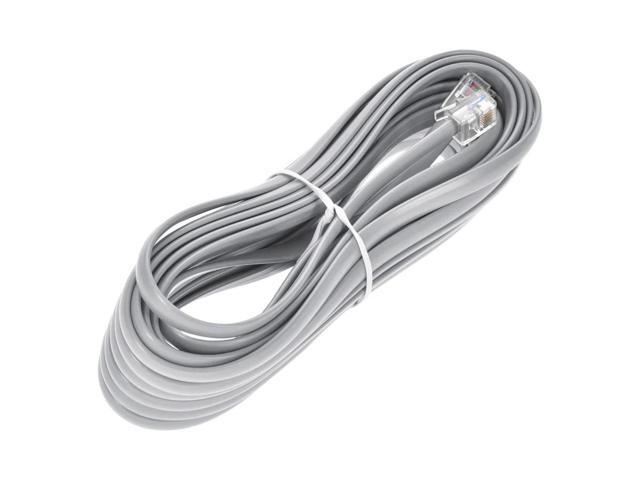 Monoprice Phone cable - 25 Feet - Silver Satin Color, RJ12 Connectors (6P6C), Straight, Flat Cable Body For Data