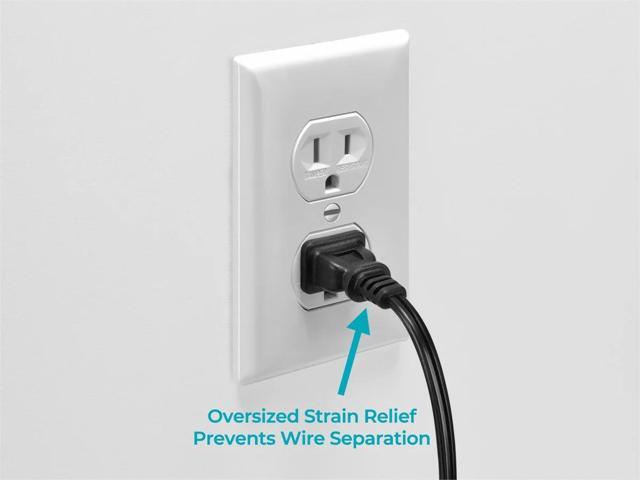 Monoprice Power Cord - 1 Feet - Black Non-Polarized NEMA 1-15P to Non-Polarized IEC 60320 C7, 18AWG, 10A, For Battery Chargers, Laptop Power...