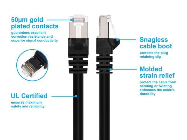 Monoprice Cat6A Ethernet Patch Cable - 100 Feet - Black Network Internet Cord - RJ45, 550Mhz, STP, Pure Bare Copper Wire, 10G, 26AWG