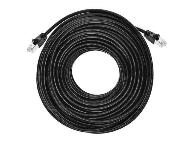 Monoprice Cat6A Ethernet Patch Cable - 100 Feet - Black Network Internet Cord - RJ45, 550Mhz, STP, Pure Bare Copper Wire, 10G, 26AWG