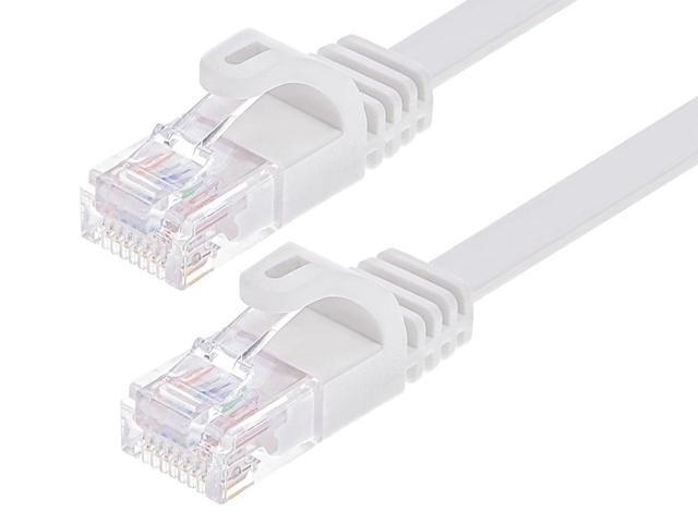 Monoprice Cat6 Ethernet Patch Cable - 10 Feet - White Snagless RJ45, Flat, 550MHz, UTP, Pure Bare Copper Wire, 30AWG, For Network Internet Modem...
