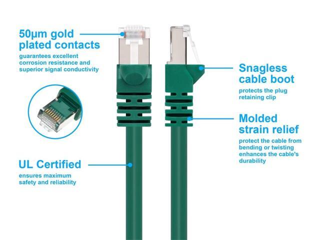 Monoprice Cat6A Ethernet Patch Cable - 10 Feet - Green Network Internet Cord - RJ45, 550Mhz, STP, Pure Bare Copper Wire, 10G, 26AWG