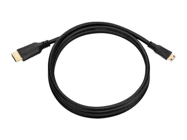 Monoprice High Speed HDMI Cable - 6 Feet - Black Blackwith HDMI Mini Connector, 4K @ 24Hz, 10.2Gbps, 30AWG