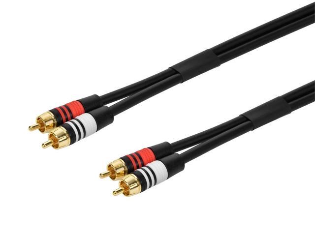 Monoprice Premium Two-Channel Audio Cable - 25 Feet - Black 2 RCA Plug to 2 RCA Plug 22AWG, Male to Male