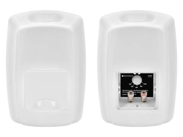 Monoprice WS-7B-42-W 4in. Weatherproof 2-Way 70V Indoor/Outdoor Speaker, White (Each) For Use In Whole Home Audio Systems, Restaurants, Bars,...