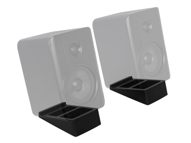 Monoprice Tilted Wedge Desktop Speaker Stands for Medium Sized Speakers, Speaker Riser, Anti-Vibration, 15 Degrees of Tilt, Pair, For Bookshelf...