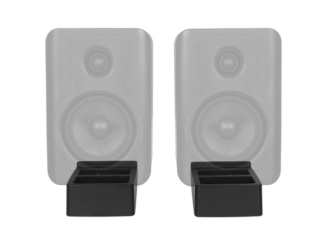 Monoprice Tilted Wedge Desktop Speaker Stands for Medium Sized Speakers, Speaker Riser, Anti-Vibration, 15 Degrees of Tilt, Pair, For Bookshelf...